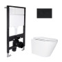 Готовое решение Qtap для ванной комнаты: подвесной унитаз Swan Ultra Quiet 520x360x320 + комплект инсталляции Standard (круглая кнопка Black)