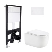 Готове рішення Qtap для ванної кімнати: підвісний унітаз Taurus Ultra Quiet 515x360x350 + комплект інсталяції Standard (лінійна клавіша White)