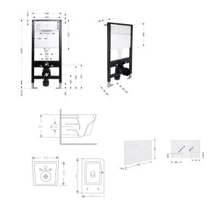 Готовое решение Qtap для ванной комнаты: подвесной унитаз Crow Rimless 485x340x330 + комплект инсталляции Standard (круглая кнопка White)