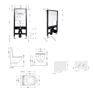 Готовое решение Qtap для ванной комнаты: подвесной унитаз Crow Ultra Quiet 485x340x290 + комплект инсталляции Standard (круглая кнопка White)