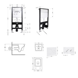 Готовое решение Qtap для ванной комнаты: подвесной унитаз Crow Ultra Quiet 520x360x290 + комплект инсталляции Standard (круглая кнопка White)