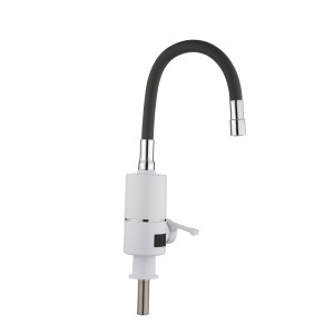Проточный кран-водонагреватель с гибким изливом для кухни Lidz Warm 065 LDWAR065GRE49096 White/Grey