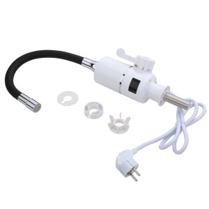 Проточный кран-водонагреватель с гибким изливом для кухни Lidz Warm 065 LDWAR065GRE49096 White/Grey