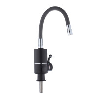 Проточный кран-водонагреватель с гибким изливом для кухни Lidz Warm 064 LDWAR064GRE49094 Black/Grey