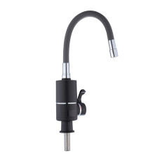 Проточный кран-водонагреватель с гибким изливом для кухни Lidz Warm 064 LDWAR064GRE49094 Black/Grey