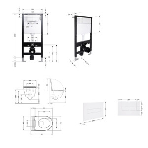 Готове рішення Qtap для ванної кімнати: підвісний унітаз Robin ML Ultra Quiet 520x365x365 + комплект інсталяції Standard (лінійна клавіша White)