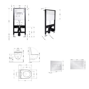 Готове рішення Qtap для ванної кімнати: підвісний унітаз Robin ML Ultra Quiet 520x365x365 + комплект інсталяції Standard (лінійна клавіша Chrome)