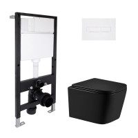 Готове рішення Qtap для ванної кімнати: підвісний унітаз Crow Ultra Quiet 485x340x290 + комплект інсталяції Standard (лінійна клавіша White)