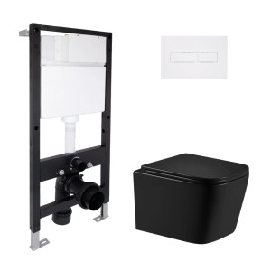 Готове рішення Qtap для ванної кімнати: підвісний унітаз Crow Ultra Quiet 485x340x290 + комплект інсталяції Standard (лінійна клавіша White)