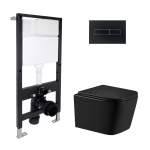 Готове рішення Qtap для ванної кімнати: підвісний унітаз Crow Ultra Quiet 485x340x290 + комплект інсталяції Standard (лінійна клавіша Black)