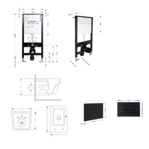 Готове рішення Qtap для ванної кімнати: підвісний унітаз Crow Ultra Quiet 485x340x290 + комплект інсталяції Standard (лінійна клавіша Black)