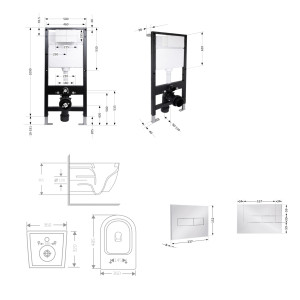Готове рішення Qtap для ванної кімнати: підвісний унітаз Jay Ultra Quiet 485x360x320 + комплект інсталяції Standard (лінійна клавіша Chrome)