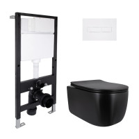 Готовое решение Qtap для ванной комнаты: подвесной унитаз Taurus Ultra Quiet 515x360x350 + комплект инсталляции Standard (линейная кнопка White)