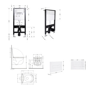 Готове рішення Qtap для ванної кімнати: підвісний унітаз Taurus Ultra Quiet 515x360x350 + комплект інсталяції Standard (лінійна клавіша White)