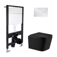 Готове рішення Qtap для ванної кімнати: підвісний унітаз Crow Ultra Quiet 485x340x290 + комплект інсталяції Standard (лінійна клавіша Chrome)