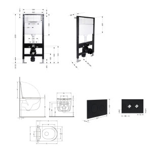 Готове рішення Qtap для ванної кімнати: підвісний унітаз Taurus Ultra Quiet 515x360x350 + комплект інсталяції Standard (кругла клавіша Black)