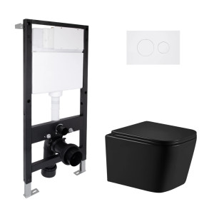 Готове рішення Qtap для ванної кімнати: підвісний унітаз Crow Ultra Quiet 485x340x290 + комплект інсталяції Standard (кругла клавіша White)