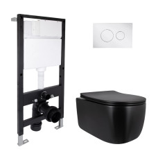 Готове рішення Qtap для ванної кімнати: підвісний унітаз Taurus Ultra Quiet 515x360x350 + комплект інсталяції Standard (кругла клавіша Chrome)