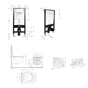 Готове рішення Qtap для ванної кімнати: підвісний унітаз Taurus Ultra Quiet 515x360x350 + комплект інсталяції Standard (кругла клавіша Chrome)