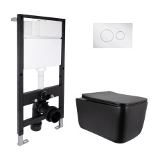 Готове рішення Qtap для ванної кімнати: підвісний унітаз Gemini Ultra Quiet 520x360x350 + комплект інсталяції Standard (кругла клавіша Chrome)
