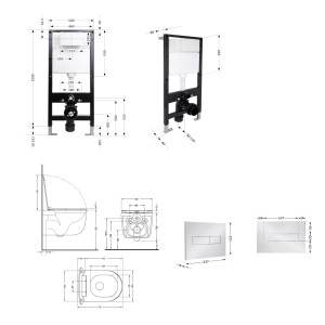 Готове рішення Qtap для ванної кімнати: підвісний унітаз Taurus Ultra Quiet 515x360x350 + комплект інсталяції Standard (лінійна клавіша Chrome)