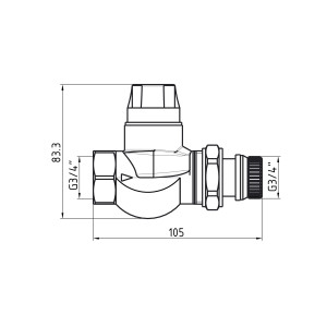 Клапан прямой на обратную линию с повышеной проходимостью Thermo Alliance Forte (Kvs - 3,8 m3/h) 3/4" TAF0023W25