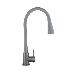 Змішувач для кухні Lidz Aria 015F31 (k35) з гнучким виливом LDARI015F31GGRP49567 Graphite/Grey