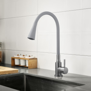 Змішувач для кухні Lidz Aria 015F31 (k35) з гнучким виливом LDARI015F31GGRP49567 Graphite/Grey