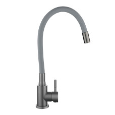 Змішувач для кухні Lidz Aria 015F3 (k35) з гнучким виливом LDARI015F3GGRP49565 Graphite/Grey