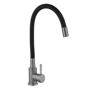 Змішувач для кухні Lidz Aria 015F3 (k35) з гнучким виливом LDARI015F3BGRP49564 Graphite/Black