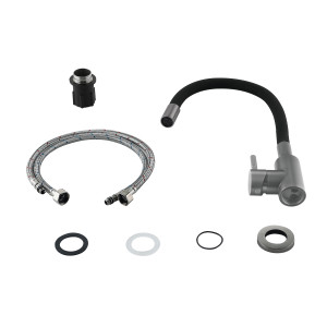 Змішувач для кухні Lidz Aria 015F3 (k35) з гнучким виливом LDARI015F3BGRP49564 Graphite/Black