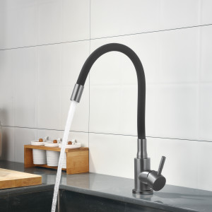 Змішувач для кухні Lidz Aria 015F3 (k35) з гнучким виливом LDARI015F3BGRP49564 Graphite/Black