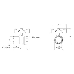 Кран кульовий Thermo Alliance Base 1/2" ВР для води (метелик) SD602W15