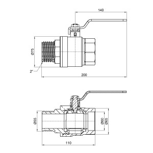 Кран кульовий Thermo Alliance Base 2" ВЗ для води (важіль) SD605W50