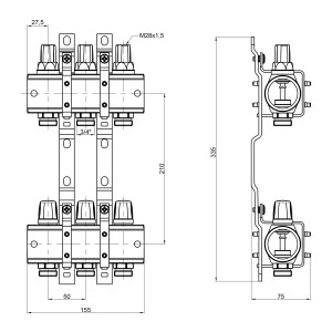Коллектор Icma 1" 3 выхода, без расходомеров №K005