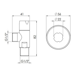 Кран кутовий Thermo Alliance Standart (ручка кругла) з керам.буксою 1/2"З х 1/2"З SF342W1515