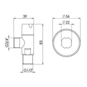 Кран кутовий Thermo Alliance Standart (ручка кругла) з керам.буксою 1/2"З х 3/4"З SF342W1520