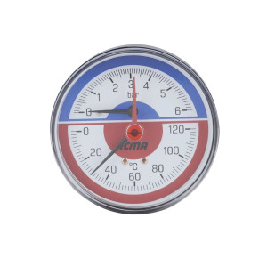 Термоманометр Icma 1/2" 0-6 бар, заднє підключення №259