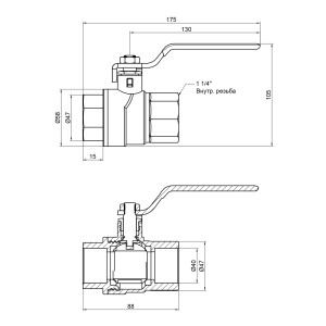 Кран кульовий Thermo Alliance Forte 1 1/4 ВР" для води (ручка) SF600W32
