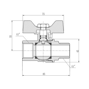 Кран кульовий Thermo Alliance Forte 1" ВЗ для газа (метелик) SF607G25