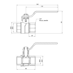 Кран кульовий Thermo Alliance Forte 3/4" ВР для води (ручка) SF600W20