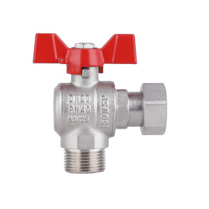 Кран кульовий з накидною гайкою SD Forte1/2" ВЗ для води кутовий SF224W15