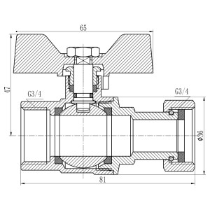 Кран кульовий з накидною гайкою Thermo Alliance Forte 3/4" ВР для води прямий SF260W20