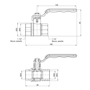 Кран кульовий Thermo Alliance Standart 1" 1/4 ВЗ для води (важіль) SD605NW32PN40