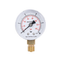 Манометр Thermo Alliance Standart 10 бар 1/4", нижнє підмикання SD17010B