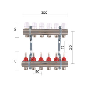 Колектор з витратомірами Thermo Alliance Standart 1" 6 виходів SD235W6