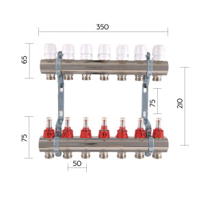 Колектор з витратомірами Thermo Alliance Standart 1" 7 виходів SD235W7