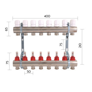 Колектор з витратомірами Thermo Alliance Standart 1" 8 виходів SD235W8