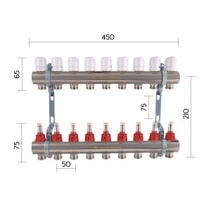 Колектор з витратомірами Thermo Alliance Standart 1" 9 виходів SD235W9
