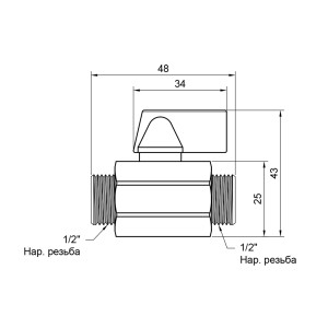Кран кульовий Thermo Alliance Standart "Mini" 1/2" ЗР SD189W15